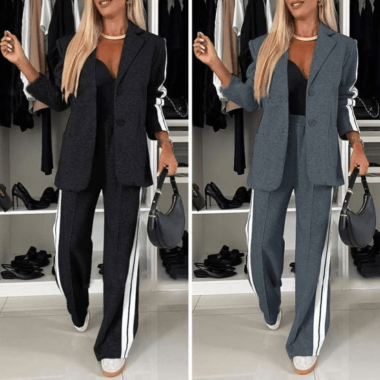 Women's Clothing Pure Color High End Suit Temperament Commuter Trousers Set