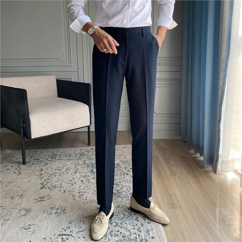 Men's Clothing Men's Casual Suit Pants Trendy Straight Leg Nine Point Pants Slim Fit Suit Pants Men's British Business Formal Pants