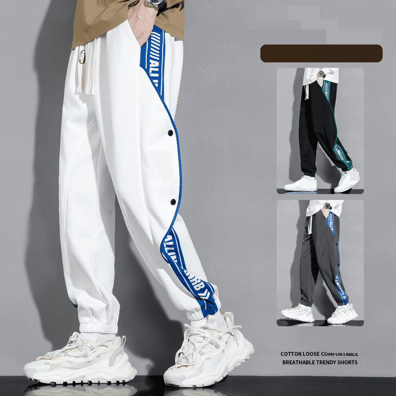 Men's Clothing new overalls men's spring and autumn brand sports pants buttoned leggings loose boys sports