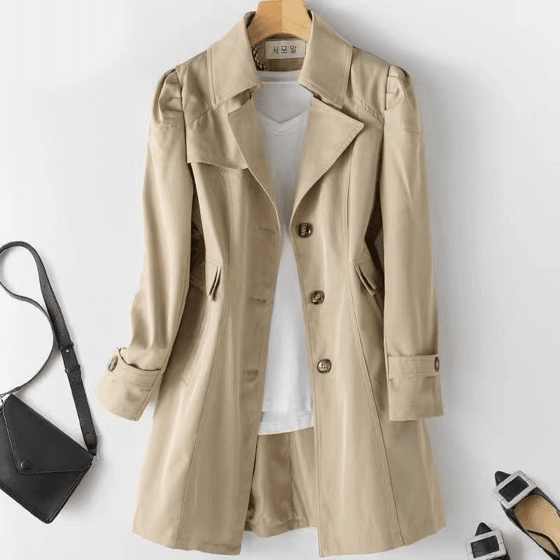 Women's Clothing Suit Windbreaker Jacket For Women, New Winter Mid Length British Style, High End Color Matching, Loose And Slim Coat