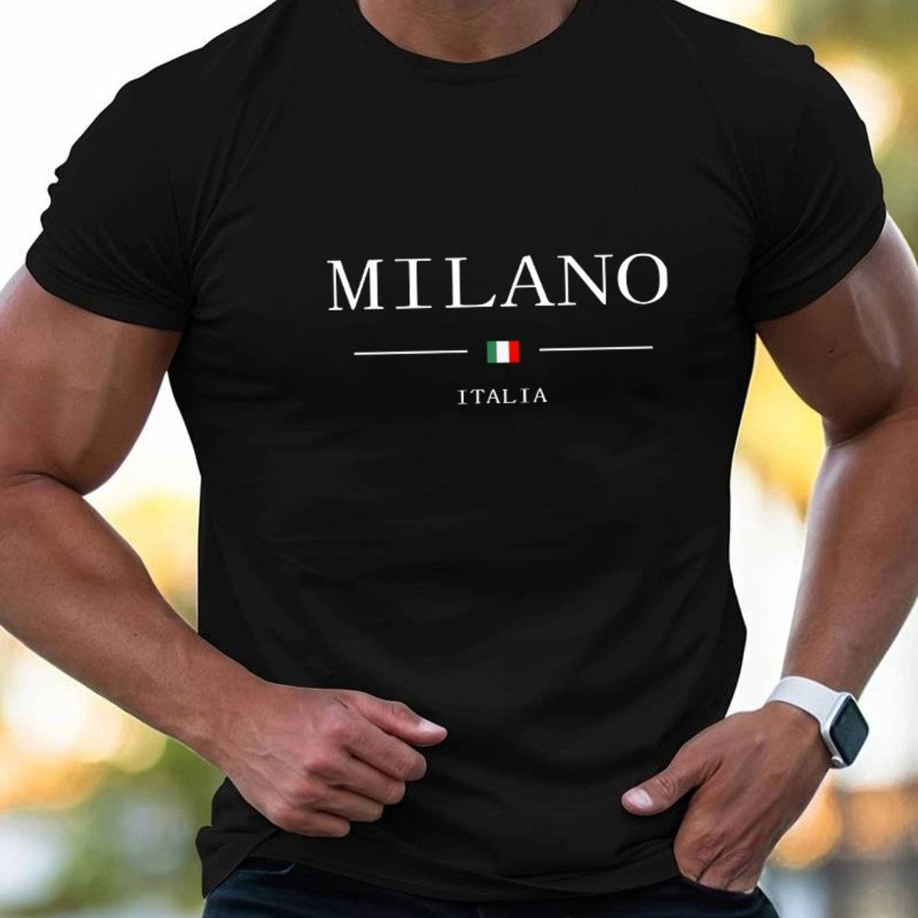 Men's Fashion Short-sleeved T-shirts Summer Slim-fit Pure Cotton Printed T-shirts Trendy Casual Versatile Tops