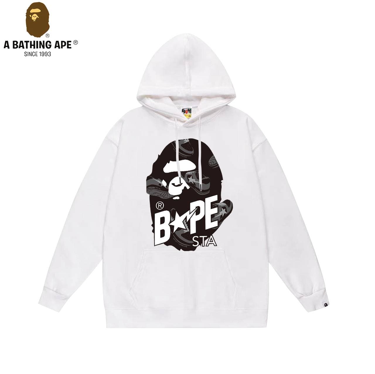 A Bathing APE BAPE-BAPE Shoes Ape Head Pattern Printed Hoodie Unisex