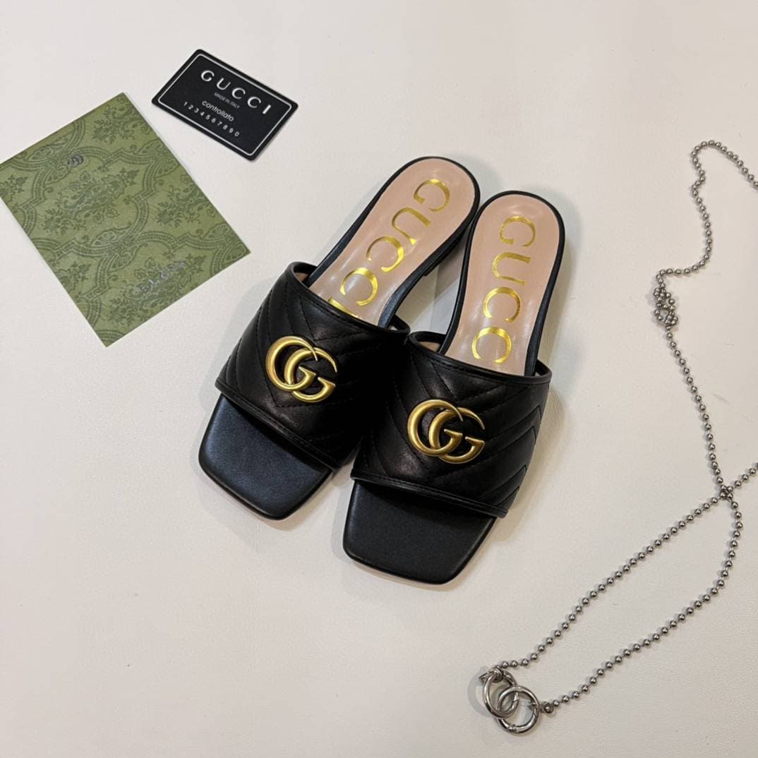 Sandales plates pour femmes de marque de luxe GG, à la mode et authentiques, chaussures plates décontractées, pantoufles de maison et d'extérieur