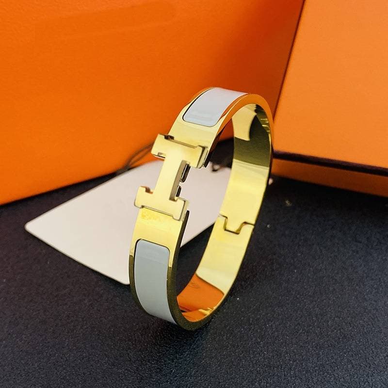 Bracelet classique en émail avec lettre H de créateur, large boucle en or, bracelet H européen et américain, bracelet pour couple