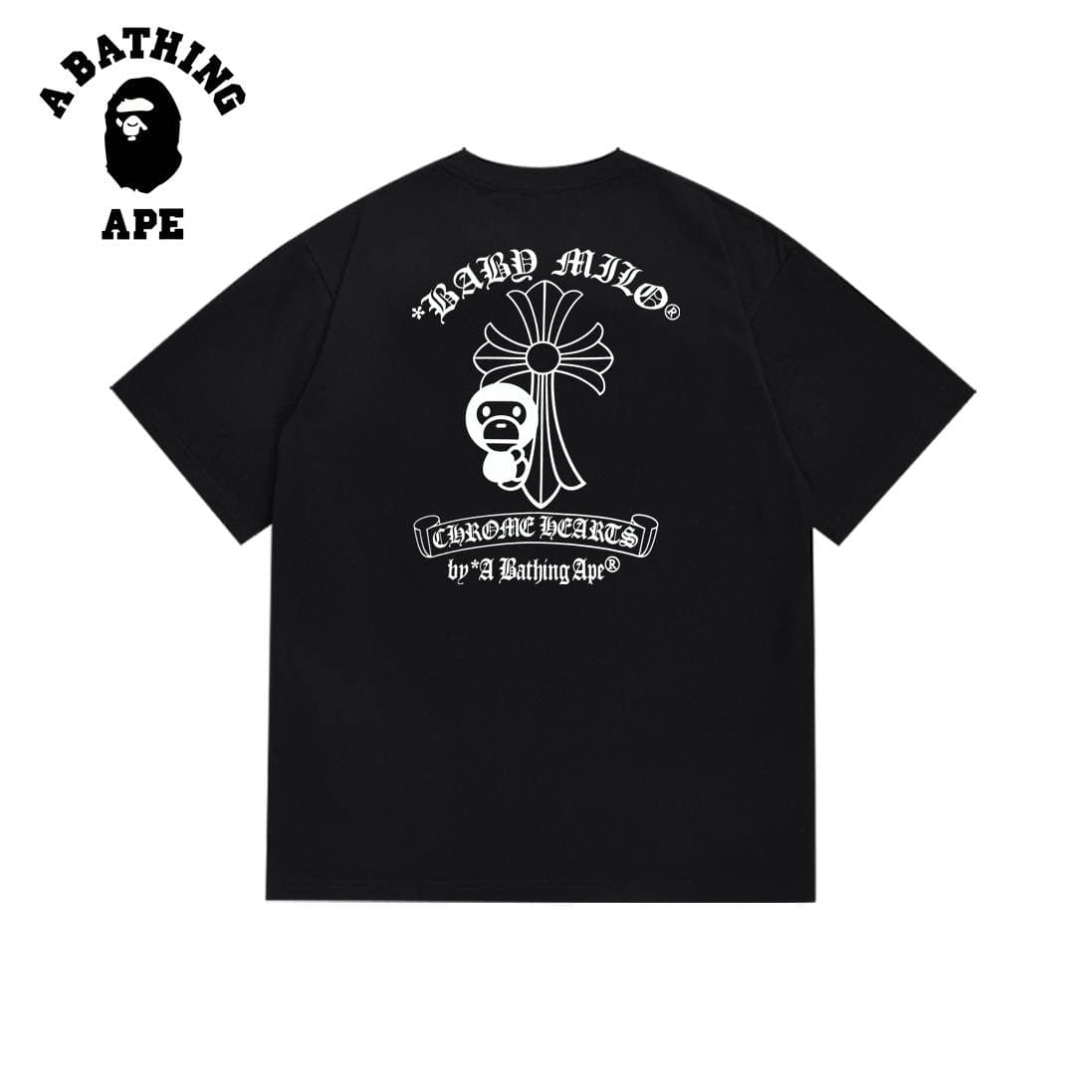 A BATHING APE BAPE-Ape Head Creative Letter Pattern Men's Short Sleeved T-shirt