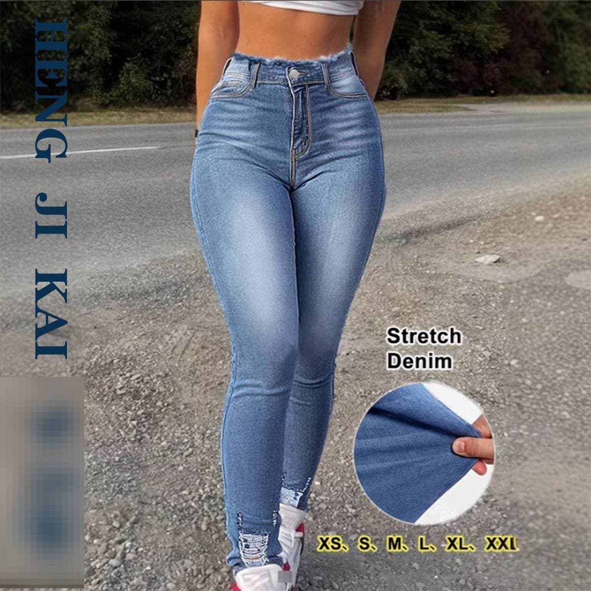 Slim Fit Stretch Denim Skinny Jeans For Women - Tummy Control High Waist With Lifting Effect - Light Blue Washed Comfortable Pencil Pants