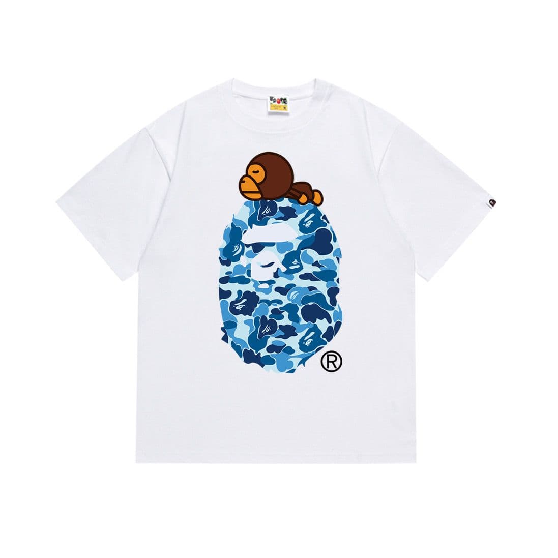 T-shirt enfant à manches courtes imprimé d'un requin, motif homme-singe. 100% coton.