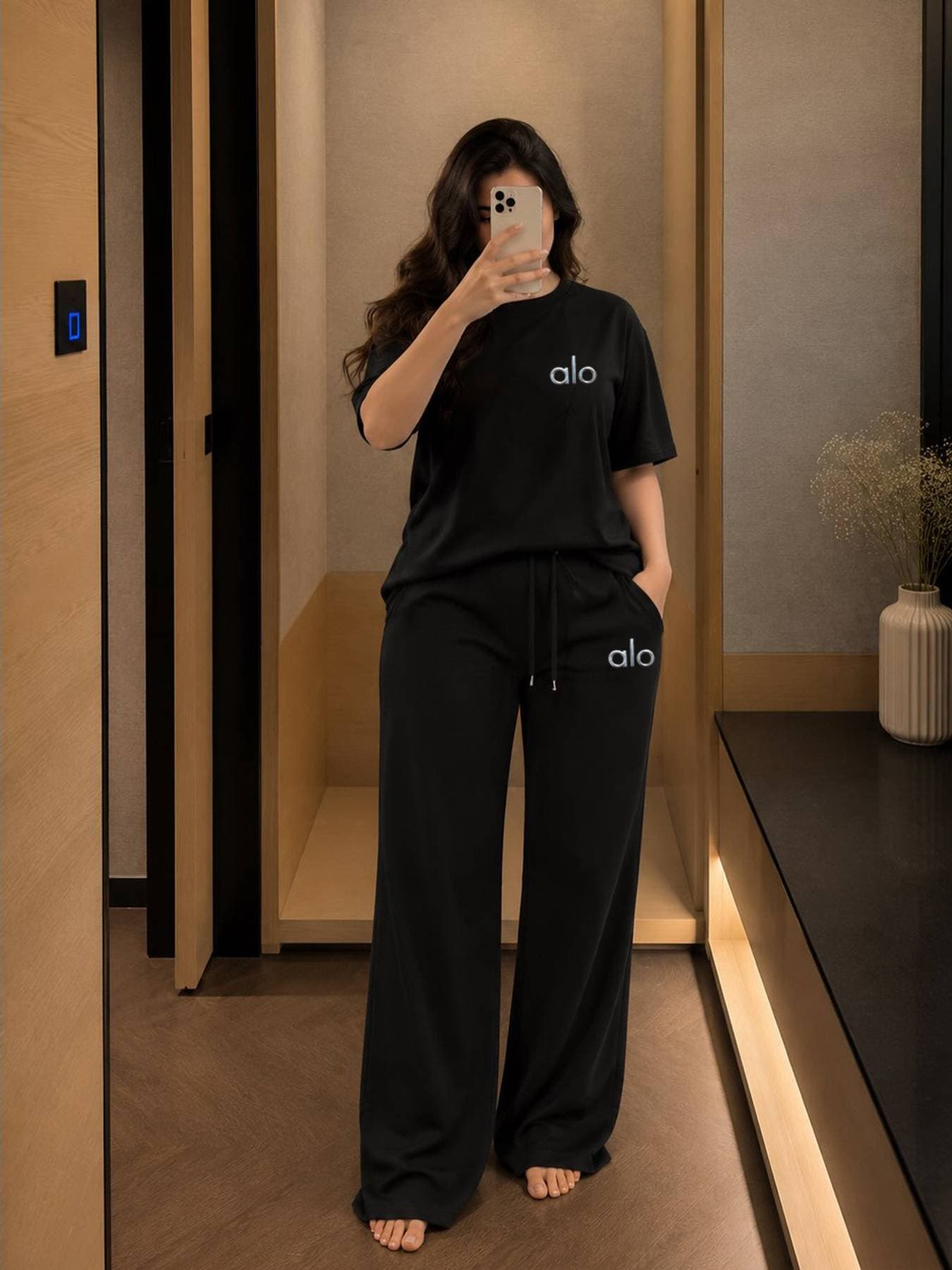 Ensemble d'été décontracté pour femme TW892A : haut et bas imprimés à manches courtes, coupe ample et confortable, style européen/américain,