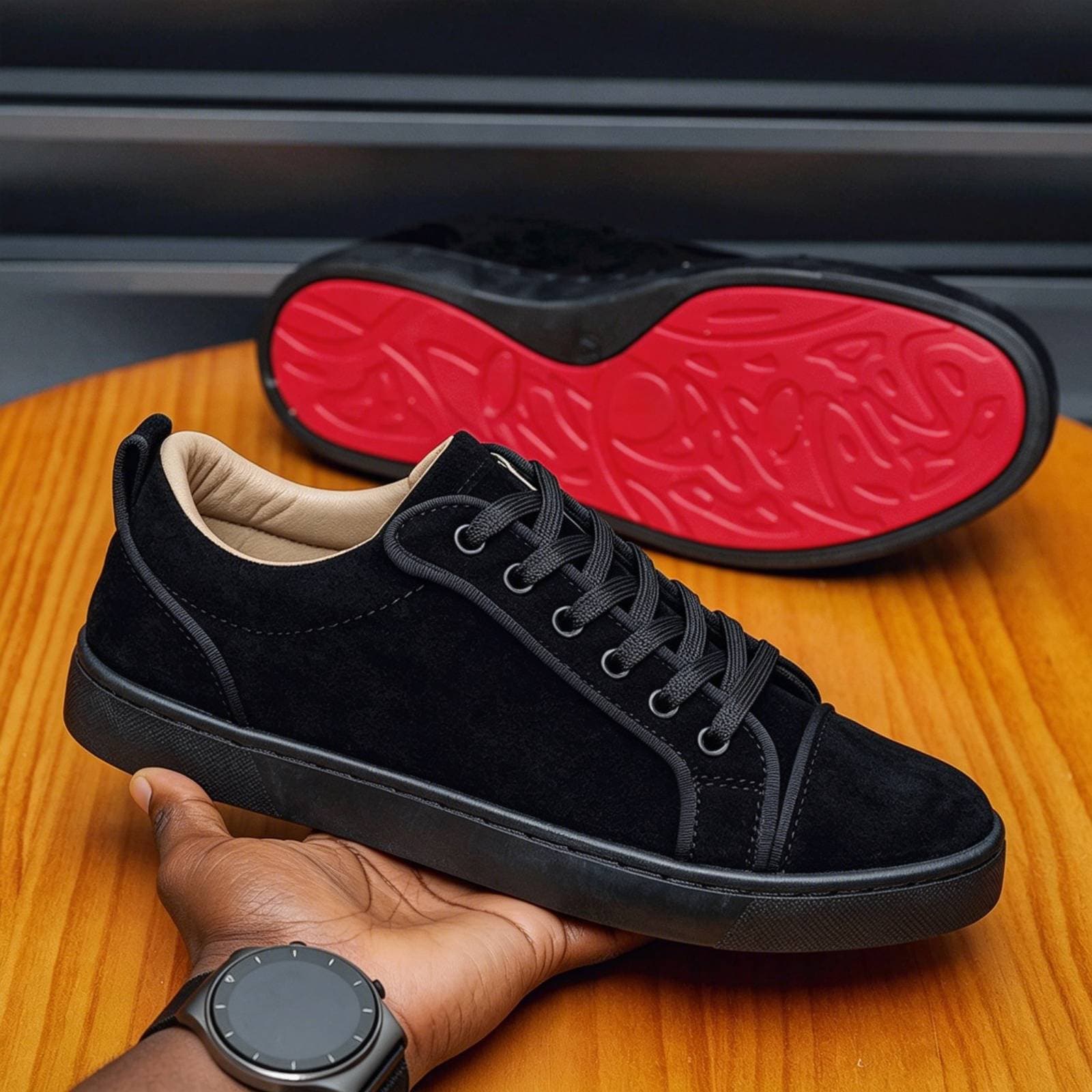 Chaussures décontractées pour hommes CL de haute qualité, baskets de luxe à semelle rouge, chaussures de skate classiques en daim noir, chaussure