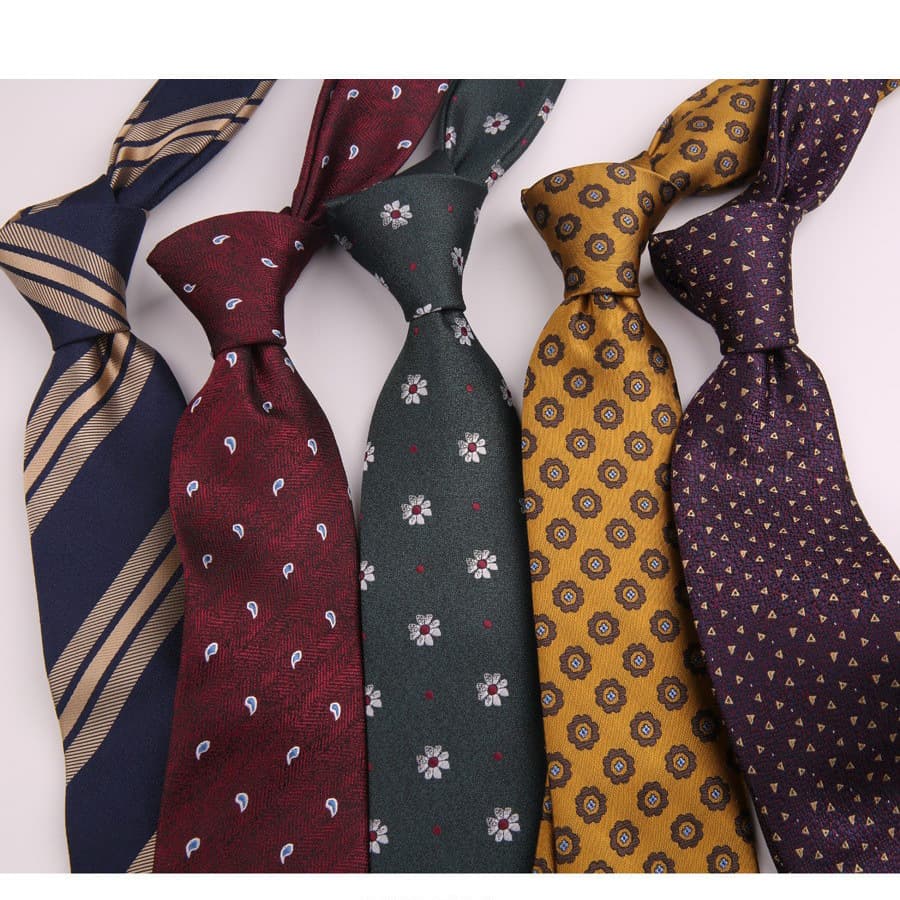 Men's polyester striped flower fashion business formal tie groom wedding formal tie men 7cm wholesale