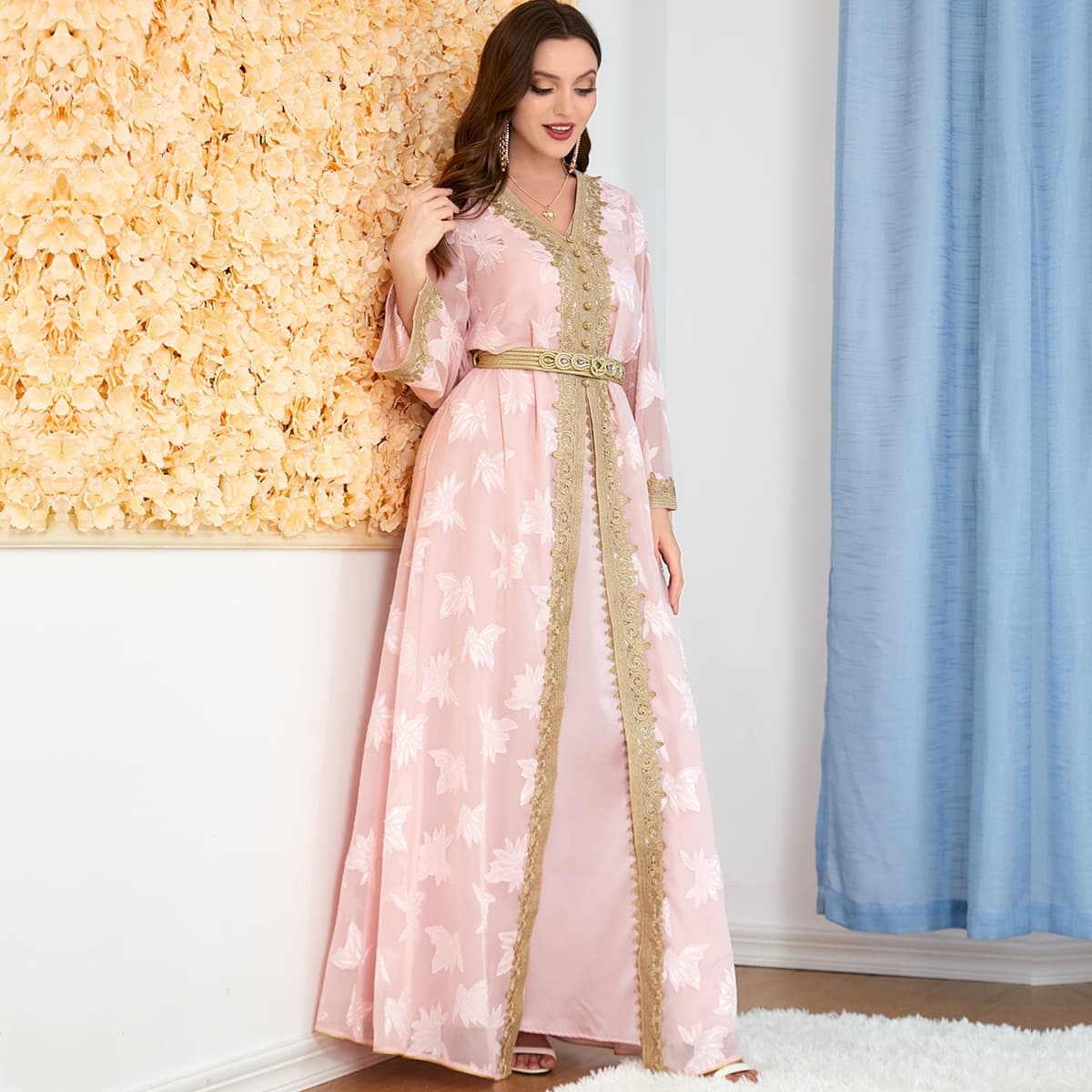 Women's Clothing Middle East Arab clothing abaya women's V neck long sleeved