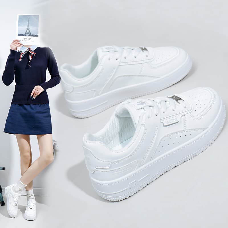ins white shoes student Korean version female tide 2024 spring new thick bottom heightening breathable casual shoes street shot KJ201