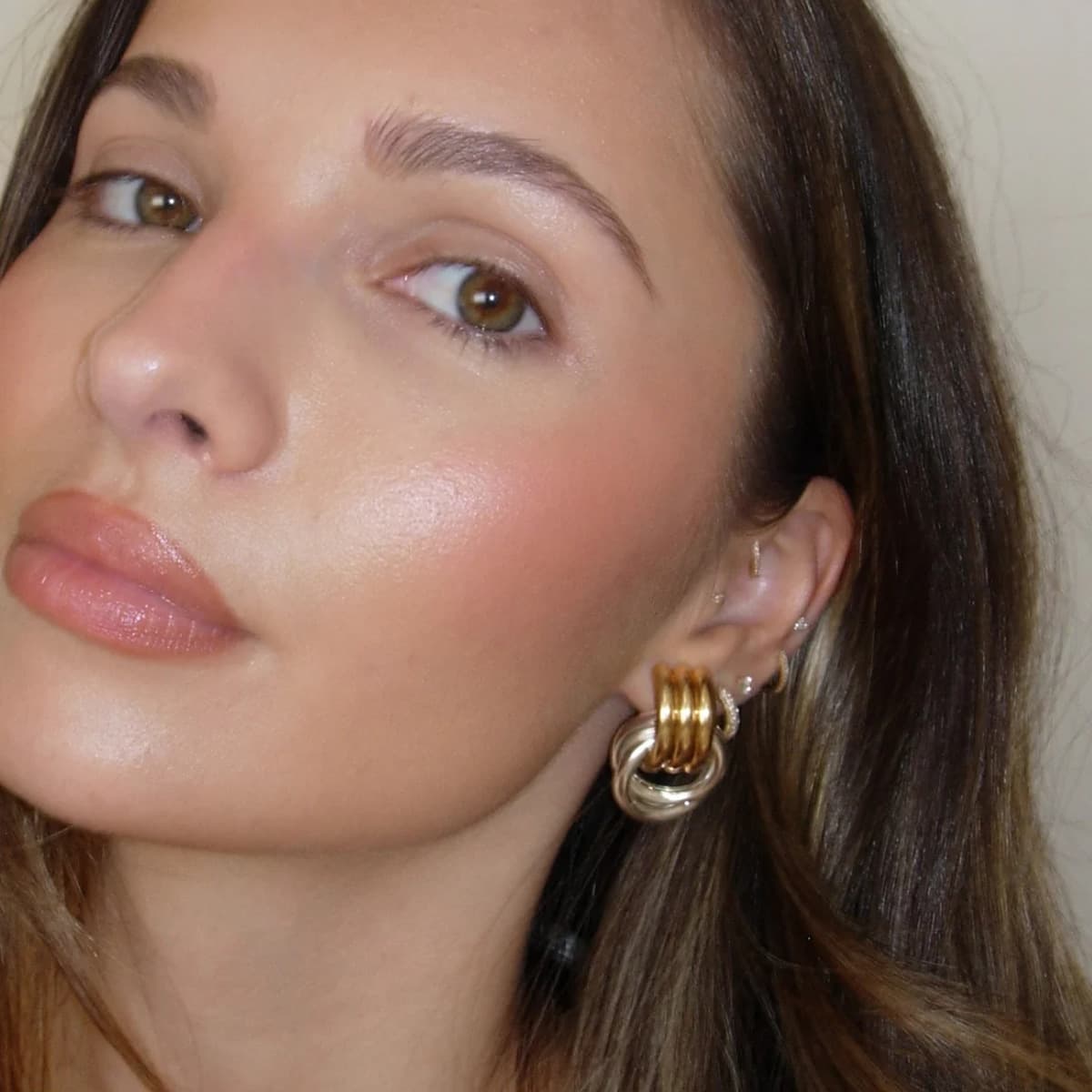 Color Block Stainless Steel Earrings Gold & Silver 18K Gold Simple Titanium Steel Circle Threaded JEWELRY