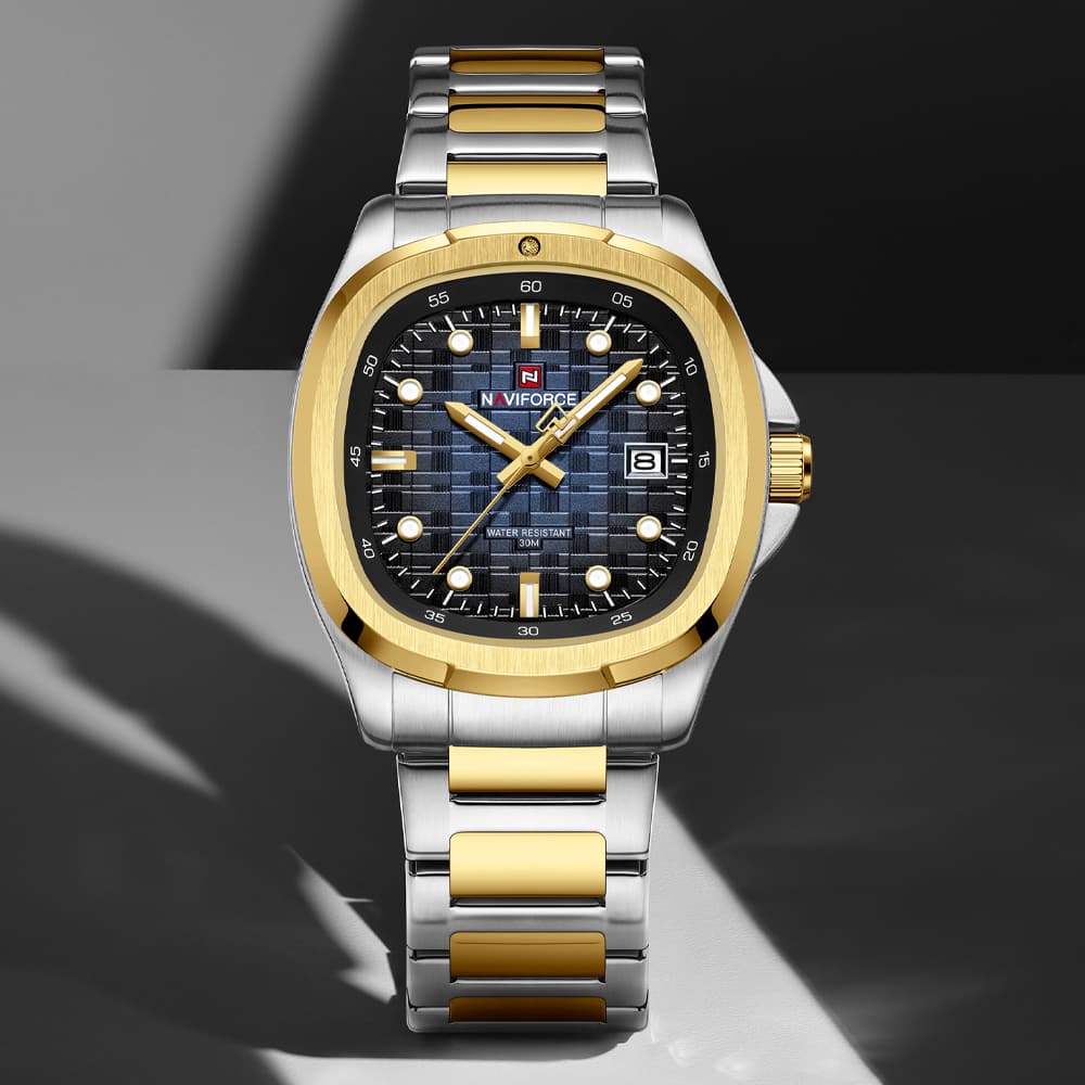 Luxury Brand Man Watch Square Waterproof Luminous Date Week Men Watch Stainless Steel Quartz Men's Watches