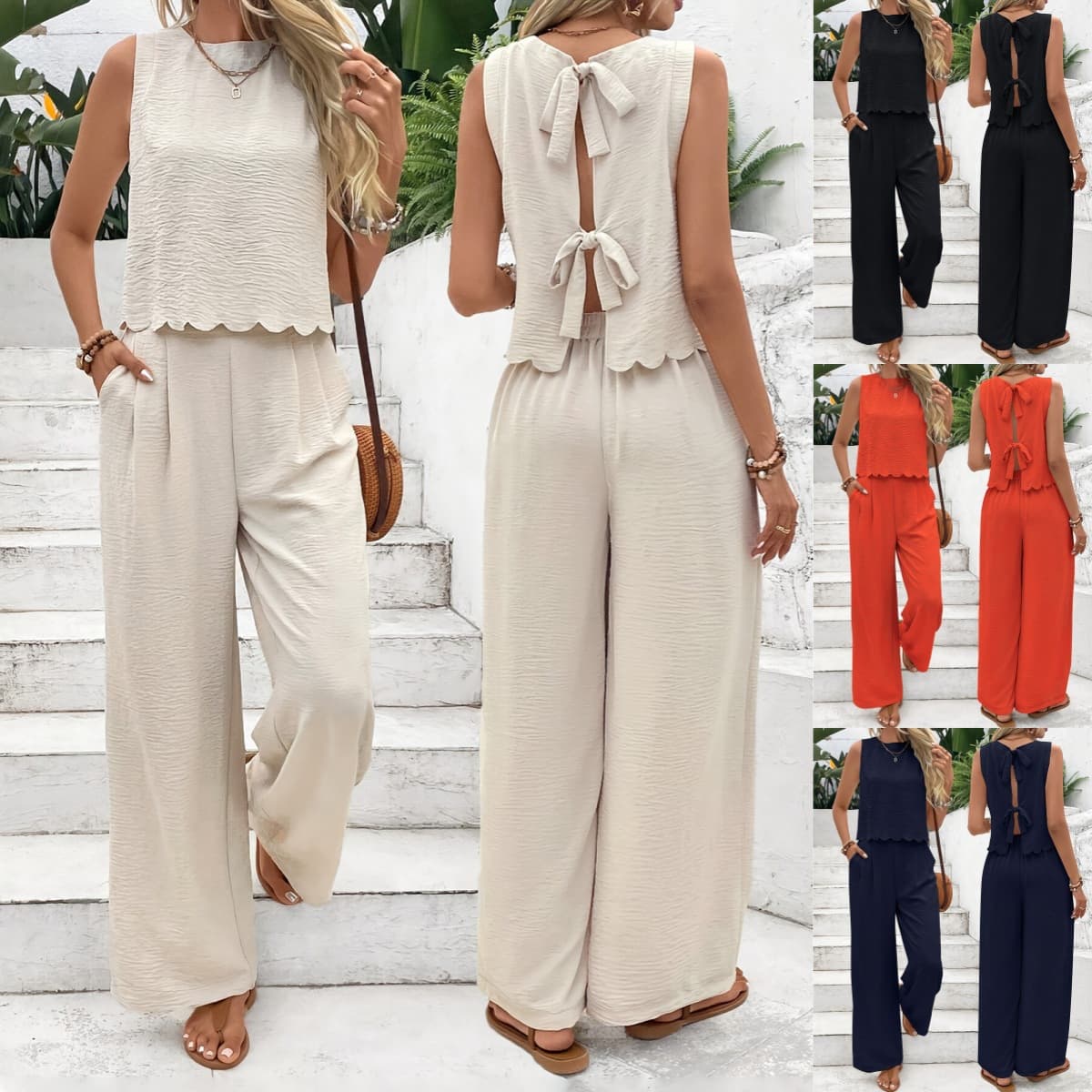 Women's Clothing Women's Fashion Sleeveless Vest Casual Trousers Suit