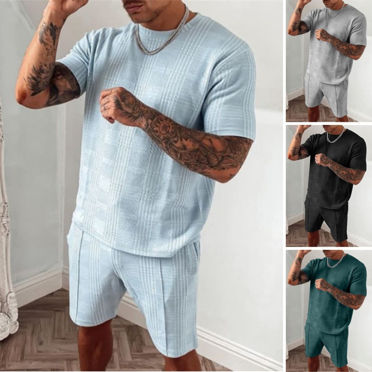 [UrbanPulse] Men's Sport Short Set - Trendy Two-Piece | Gym To Street