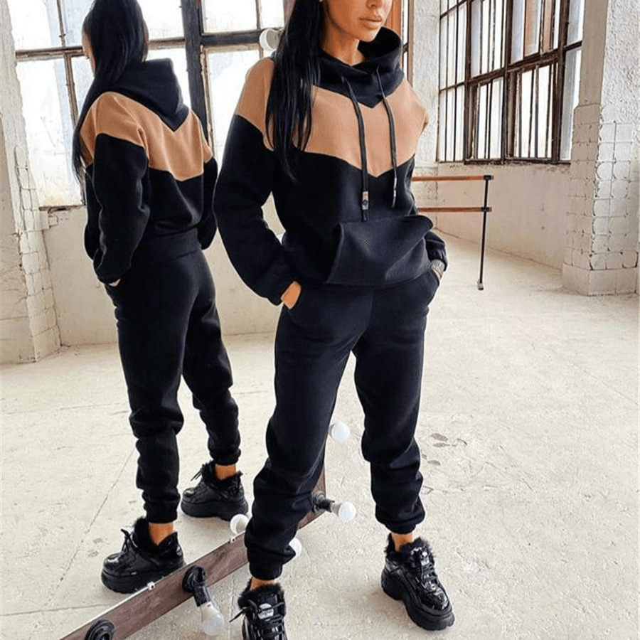 Women's sports and leisure sweatshirt set of 2 pieces