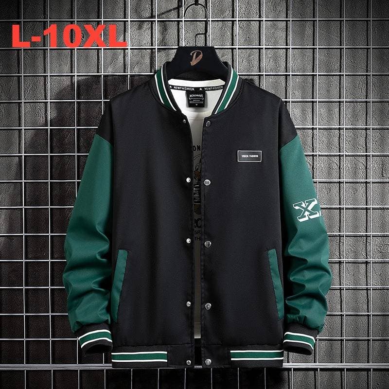 Men's Oversized Baseball Jacket - Trendy Loose Fit Unisex Varsity Coat, Streetwear Casual Zip-up Outerwear For Spring & Fall