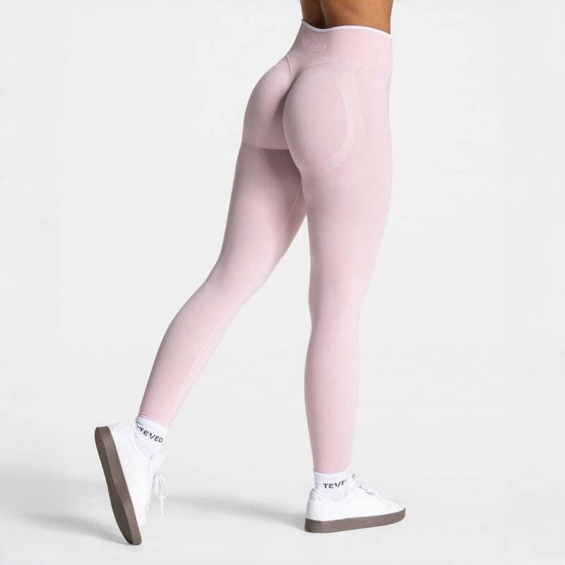 TEVEO Women's Bare Feel Running Fitness Set Quick Drying Sports Top And High Waisted Hip Lifting Yoga Pants Tight Fitting