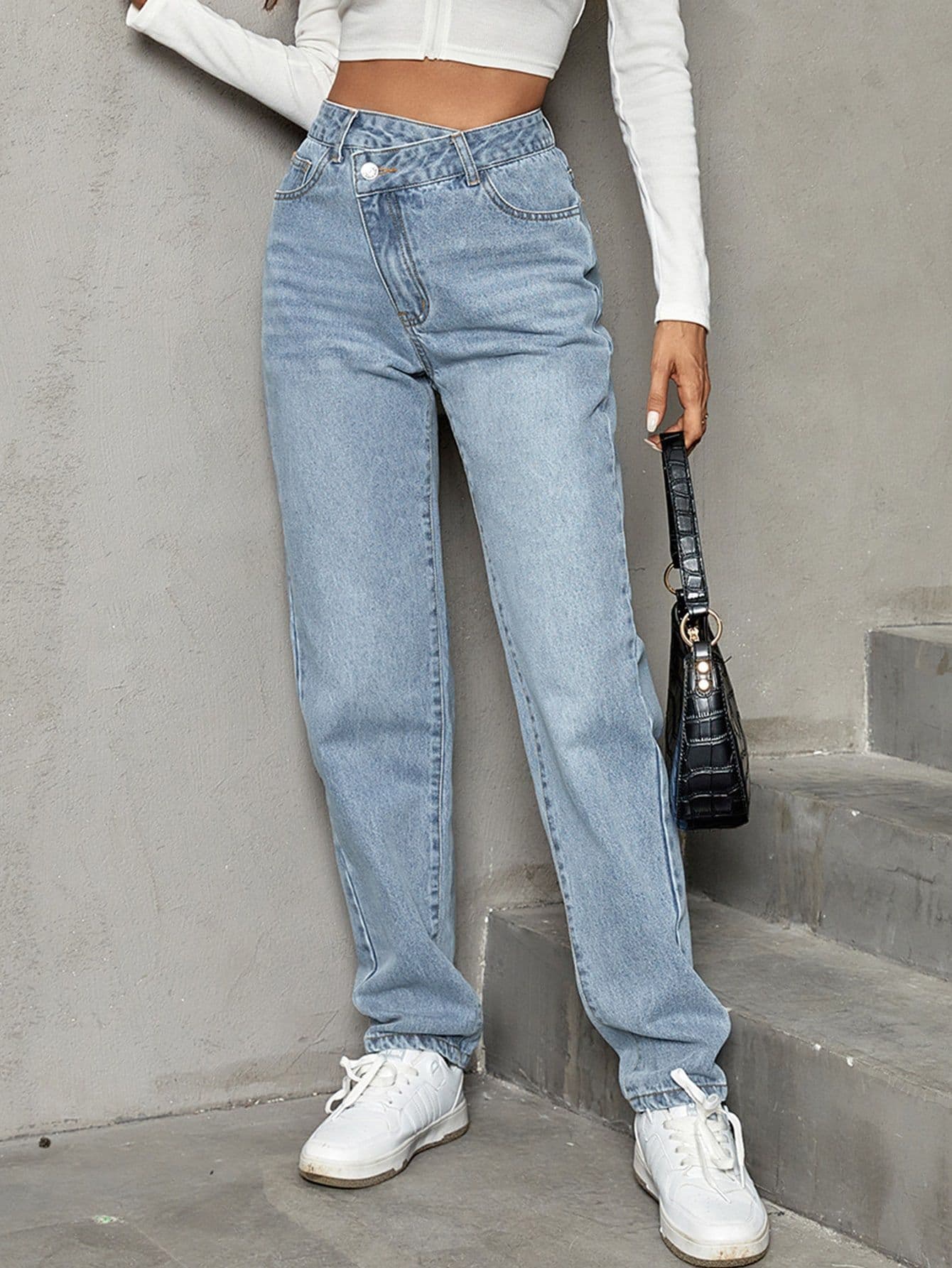 Women's Clothing Fashion Trend Slim Casual High Waist Loose Denim Trousers