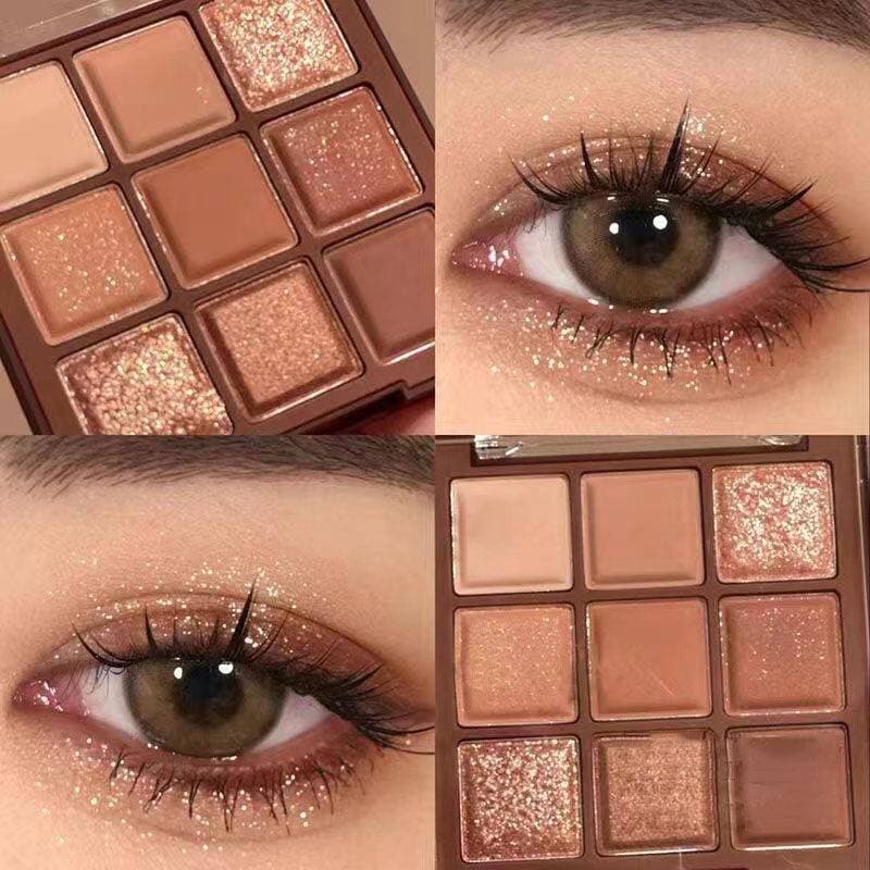 Nine-color Chocolate Eyeshadow Tray Ultra Fire Glitter Brightening Waterproof, sweat resistant Long-lasting matte Eyeshadow tray