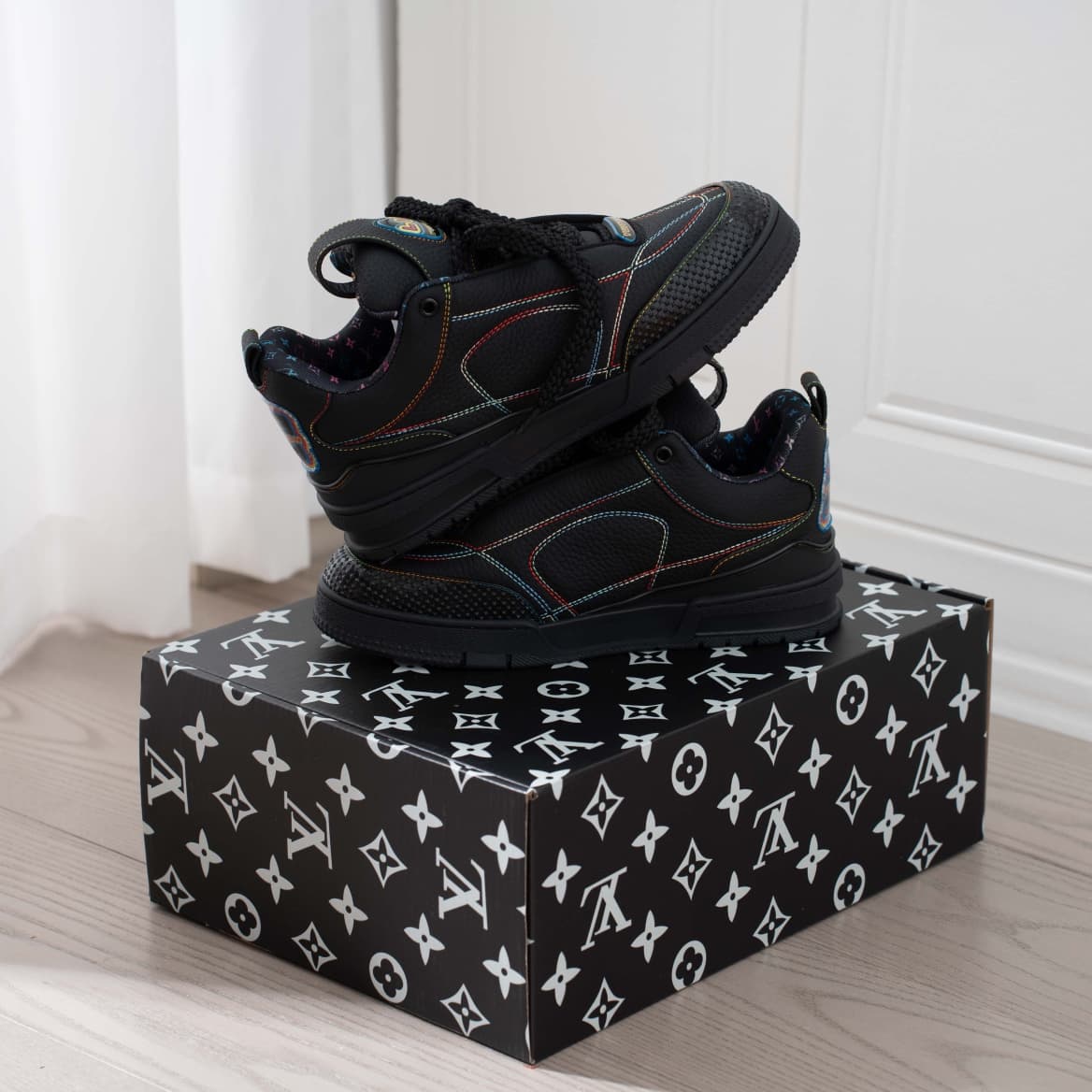 Baskets Tyler X Lou Is Vuit Ton LV, collaboration LV, chaussures de skate décontractées basses à rayures noires
