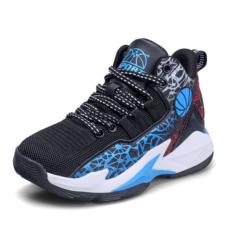 Kids High Top Basketball Shoes, 2025 New Spring & Autumn Breathable Knitted Sneakers, Boys' Athletic Sports Shoes For Students