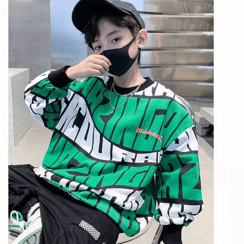 Teenage and guys little young men clothing Children's clothing boys sweatshirt new handsome boys children's street style tops autumn trend
