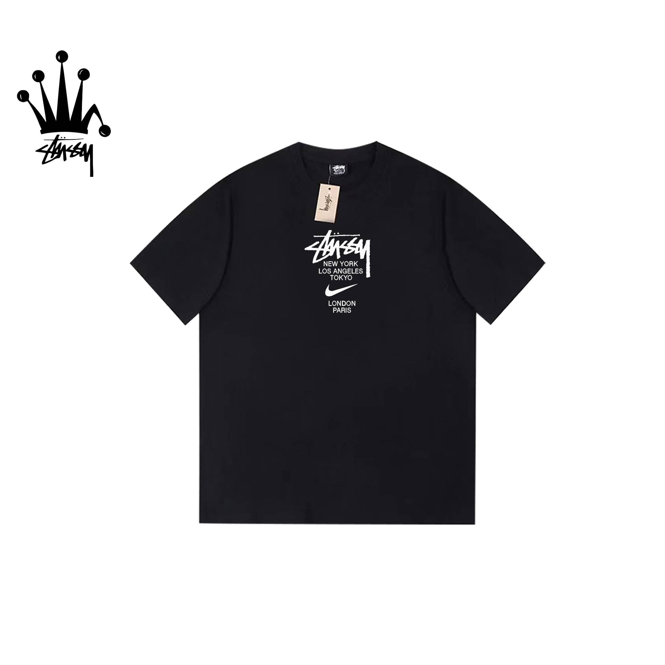 Stussy&Nike Co Branded Letter Logo Printed Pure Cotton Short Sleeved T-shirt