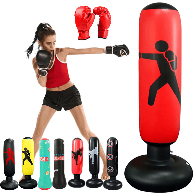 Heavy-Duty Punching Bag For Kids & Adults - Freestanding Boxing Target (Anti-Tip Design Durable PU Leather Perfect For MMA Karate & Fitness Training)