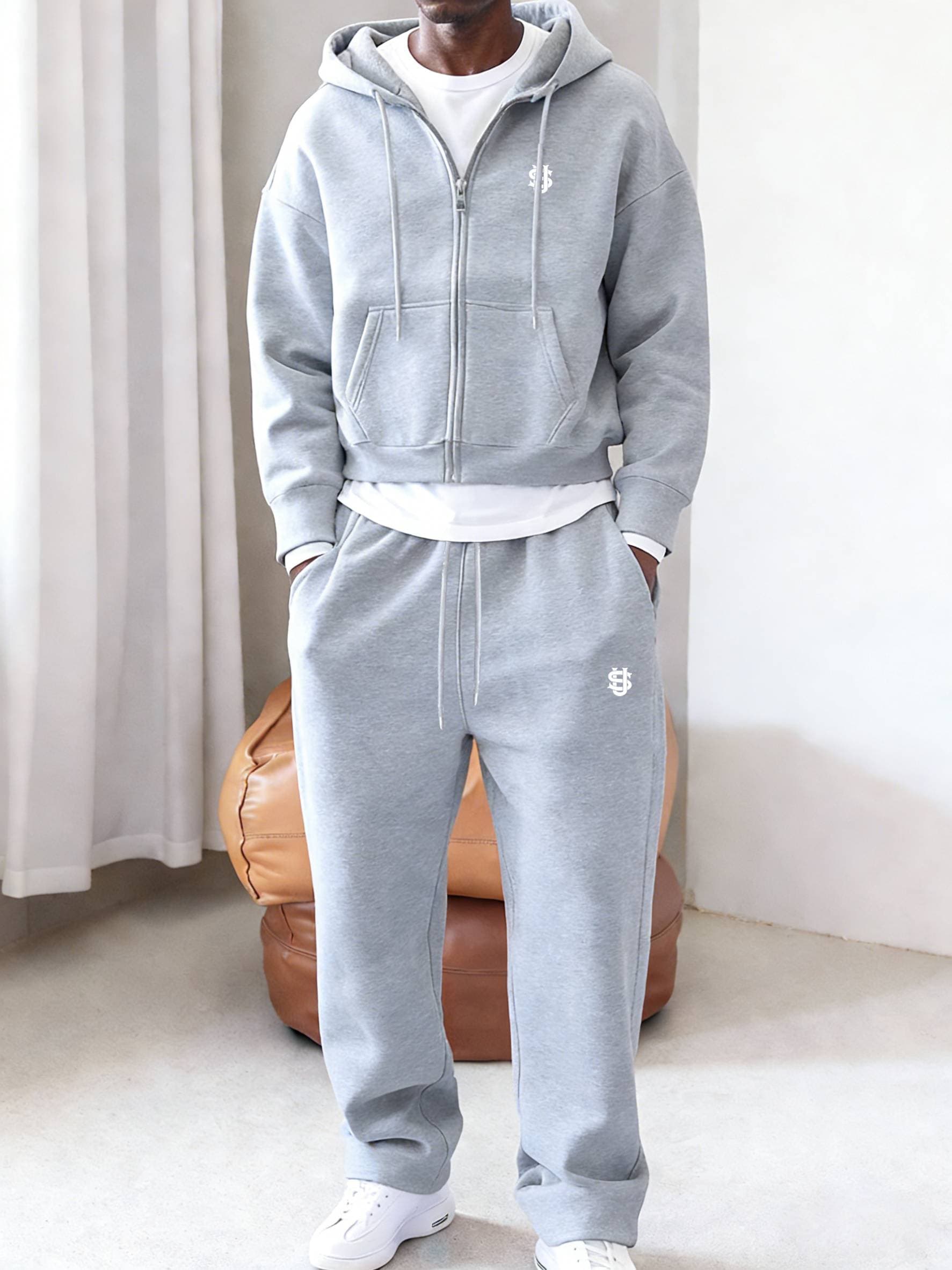 Chemise à capuche à manches longues délavée style rétro américain, pantalon ample et décontracté, costume pull japonais à la mode