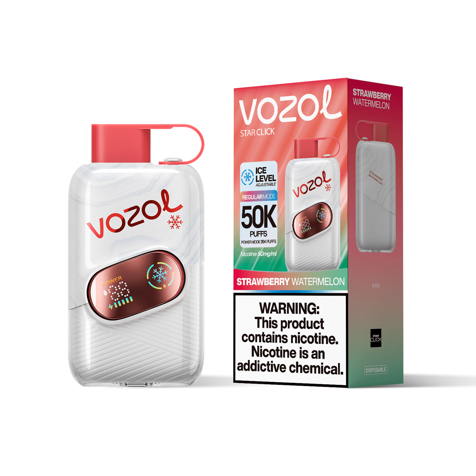 Entrepôt UE 1 PCS Vozol Star Click 50000 Bouffées 50k Vape Jetable avec Écran Bildschirm Vape Boisson Énergisante Longue Durée