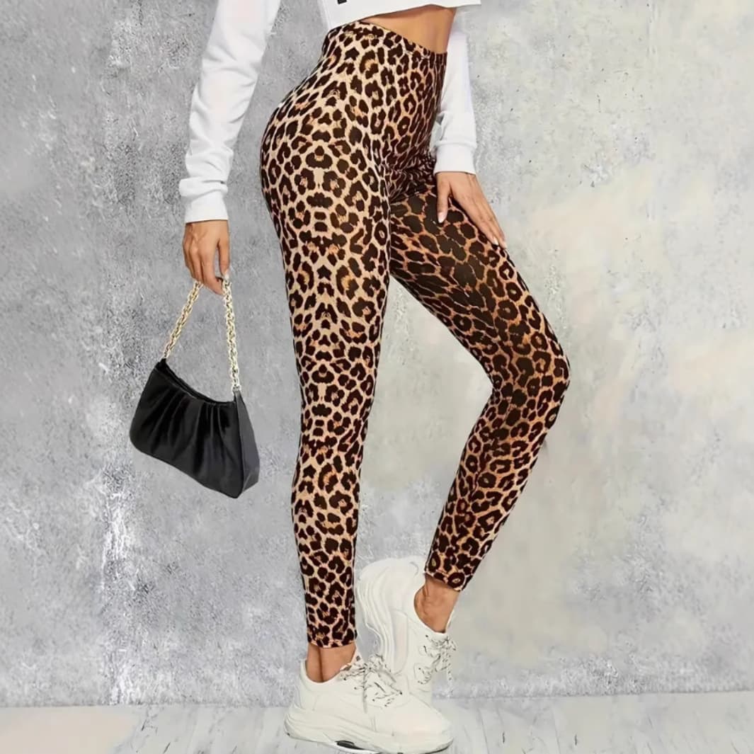 Wild Print High Waist Yoga Leggings - Stretchy Cheetah Pattern Workout Pants For Women, Tummy Control Slimming Running Tights, Comfy & Stylish