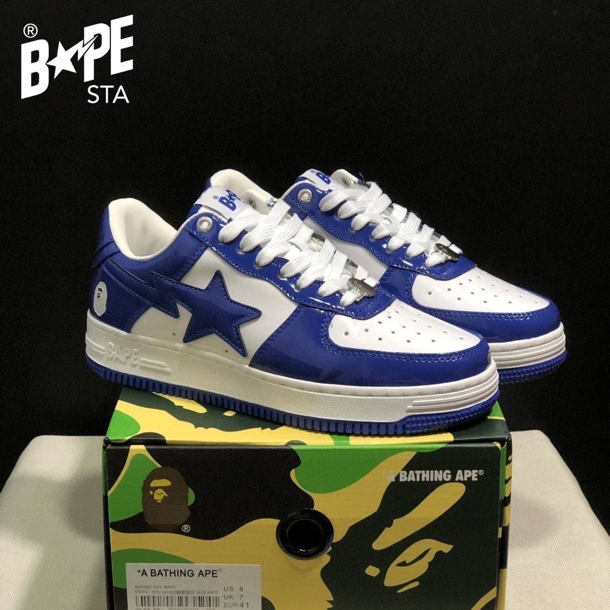 A BATHING-APE Classic Marvel-Lacquer Leather Splicing Fashion Board Shoes Air Force No.1 Board Shoes Unisex