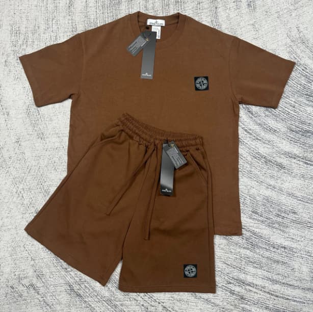 Short STONE à insigne boussole transfrontalier, pantalon décontracté mi-long, ensemble de sport ample à manches courtes pour l'été