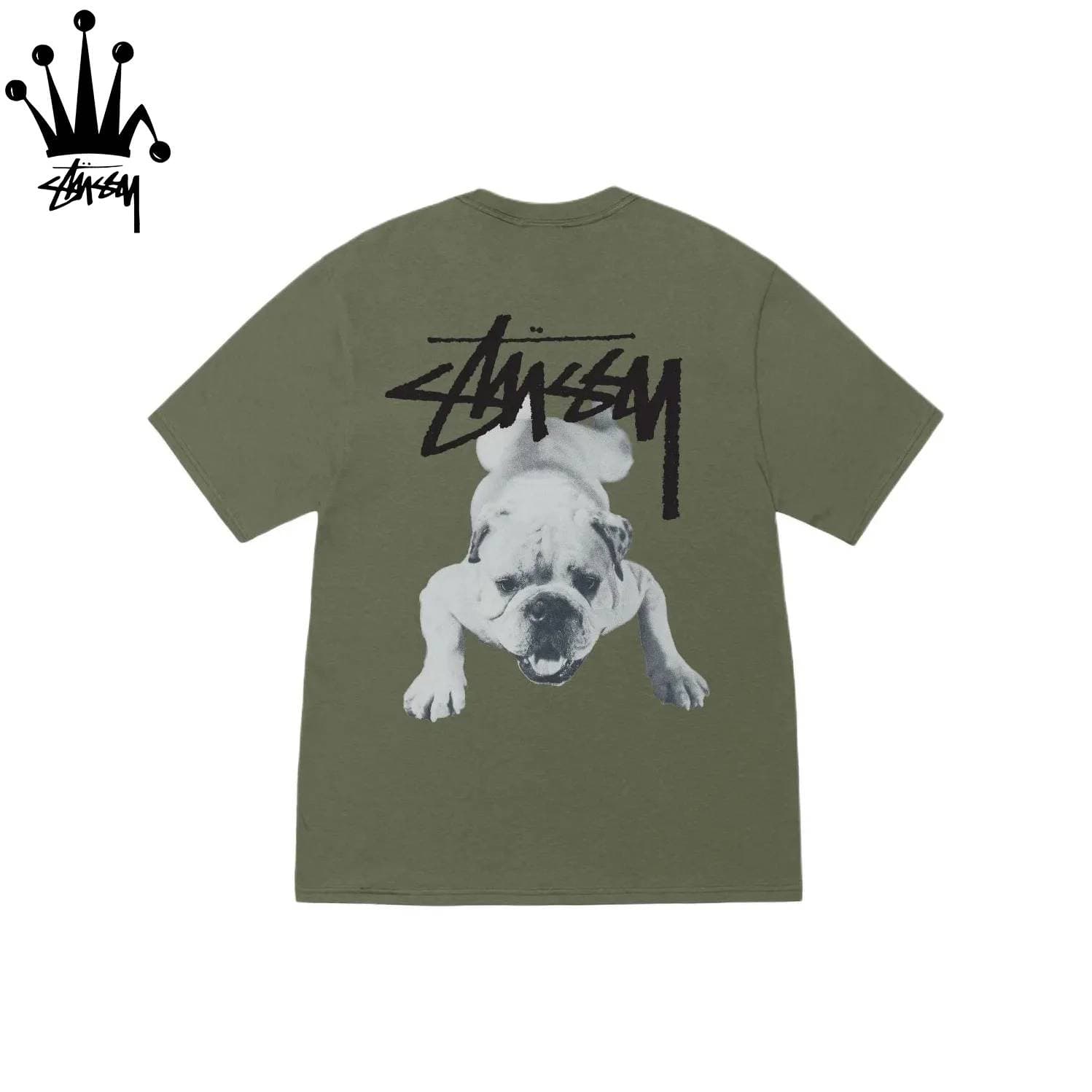 T-shirt Stussy SS25 Stock Dog, col rond, manches courtes, imprimé, ample, pour homme et femme