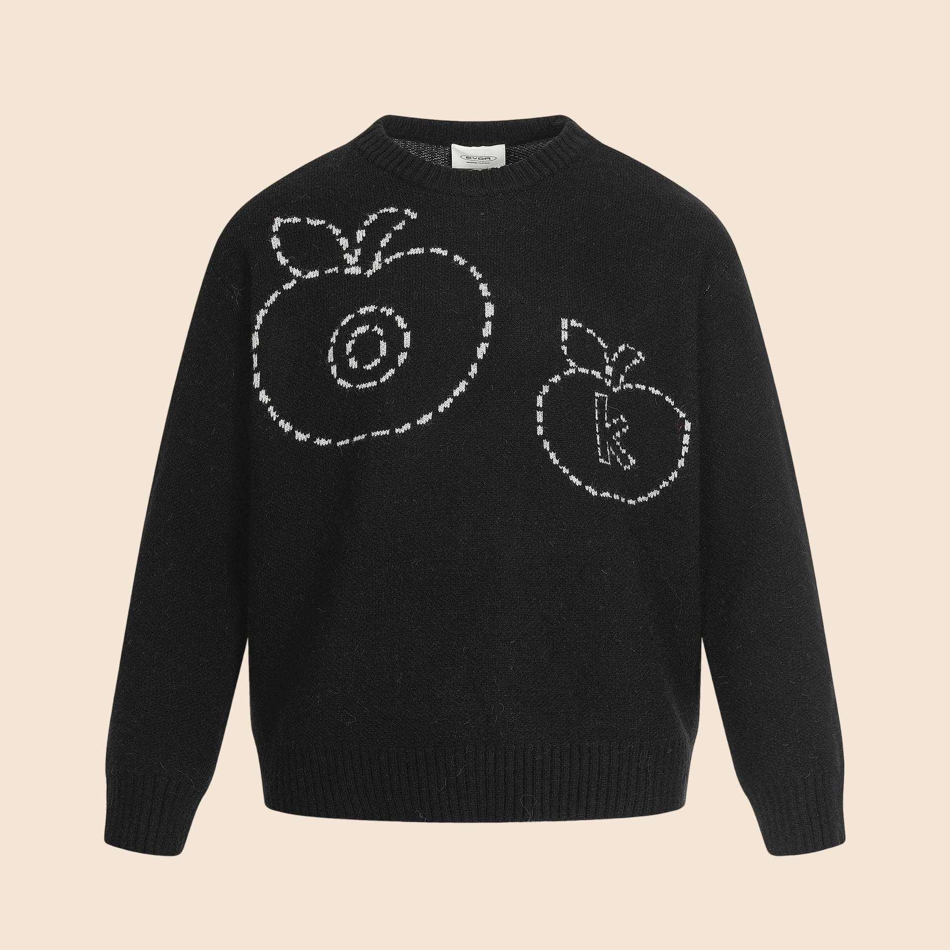 ​Unisex High Street Apple Jacquard Knit Sweater - Oversized Casual Pullover For Men & Women​