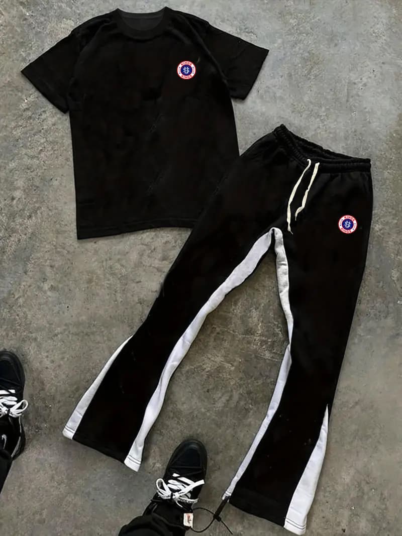 Spring & Autumn Fashion Sports Short-Sleeve Set With Circular Badge