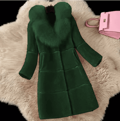 Women's Clothing Cashmere Splicing Fur One Medium Length Fox Fur Collar Coat Fur Coat
