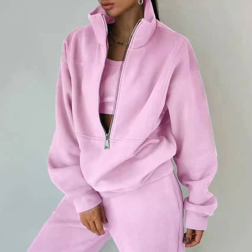 Women's Fleece Tracksuit Set - Casual Winter Sportswear Outfit (Lounge Jogger & Hoodie)