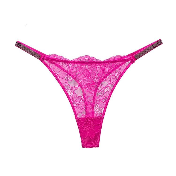 String taille haute sans coutures pour femme, sexy, en dentelle, orné de strass et d'inscriptions, sous-vêtement transparent tendance