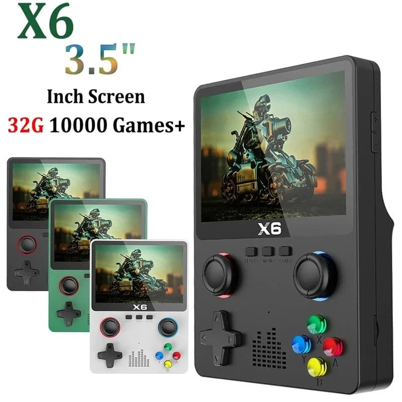 3.5-inch IPS screen X6 smart game console with 11 emulators and 2000mAh battery, built-in 20000+ retro games, the best gift for players