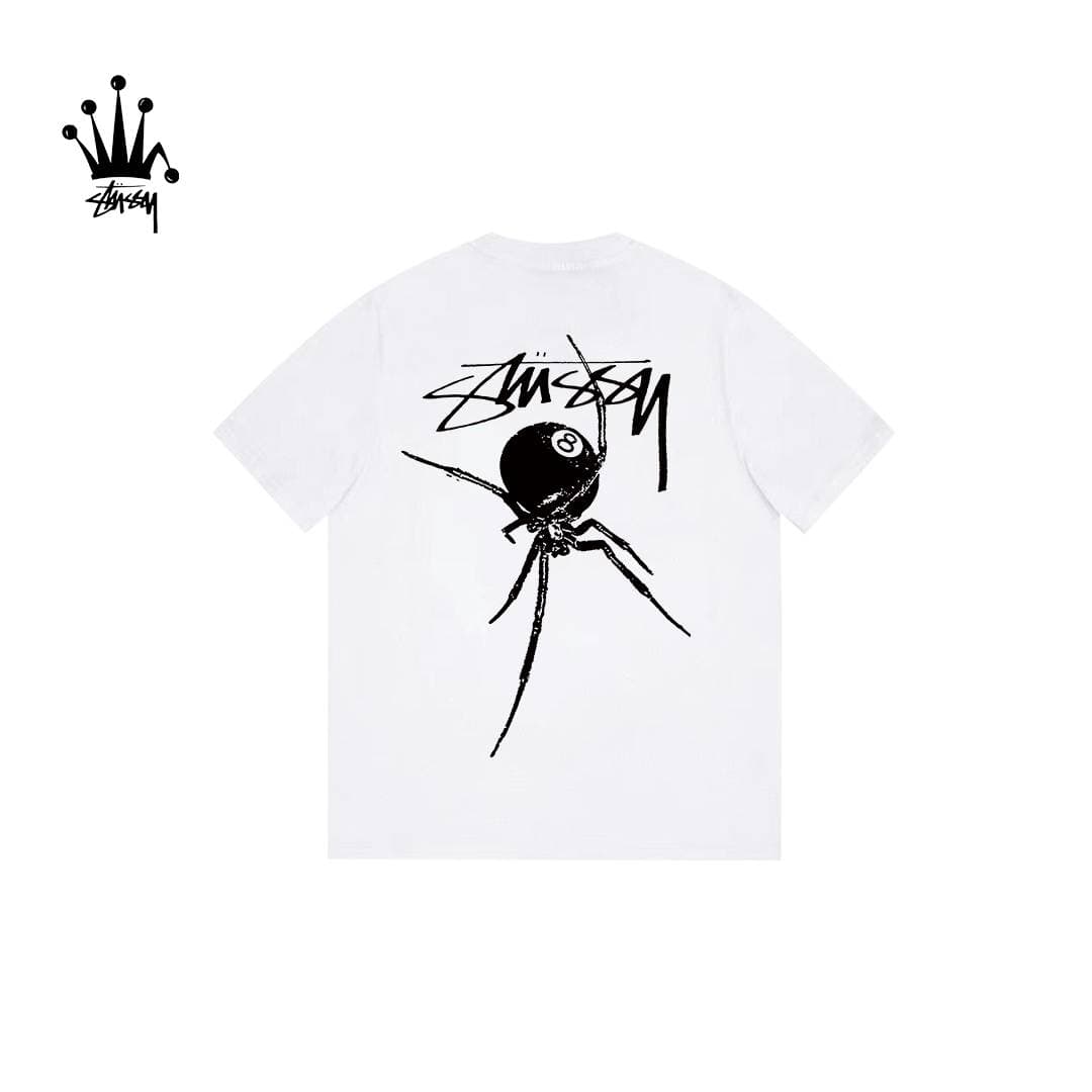 Stussy Spider Print Pattern Pure Cotton Short Sleeved T-shirt