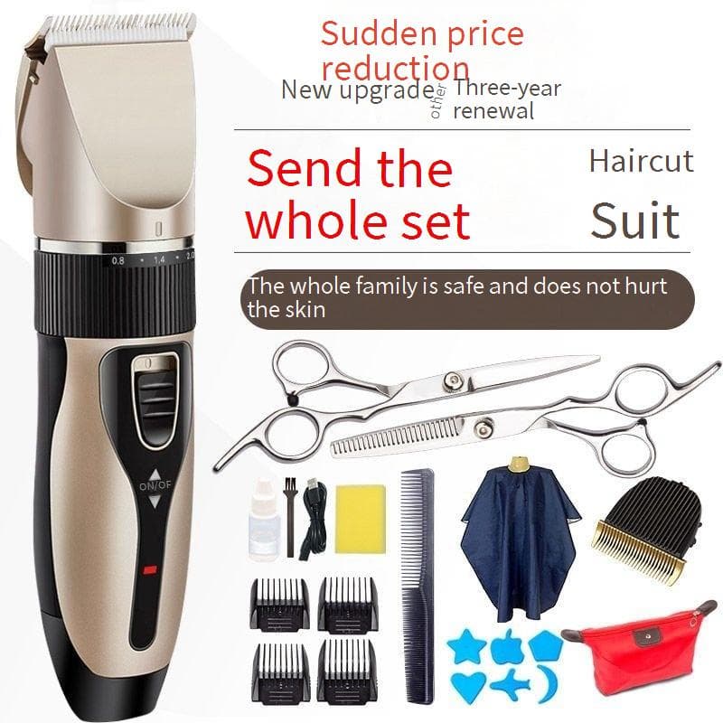 Professional Cordless Hair Clipper For Men & Kids - Titanium Alloy Blade, Powerful Brushless Motor, 5 Adjustable Guards, Rechargeable & Quiet