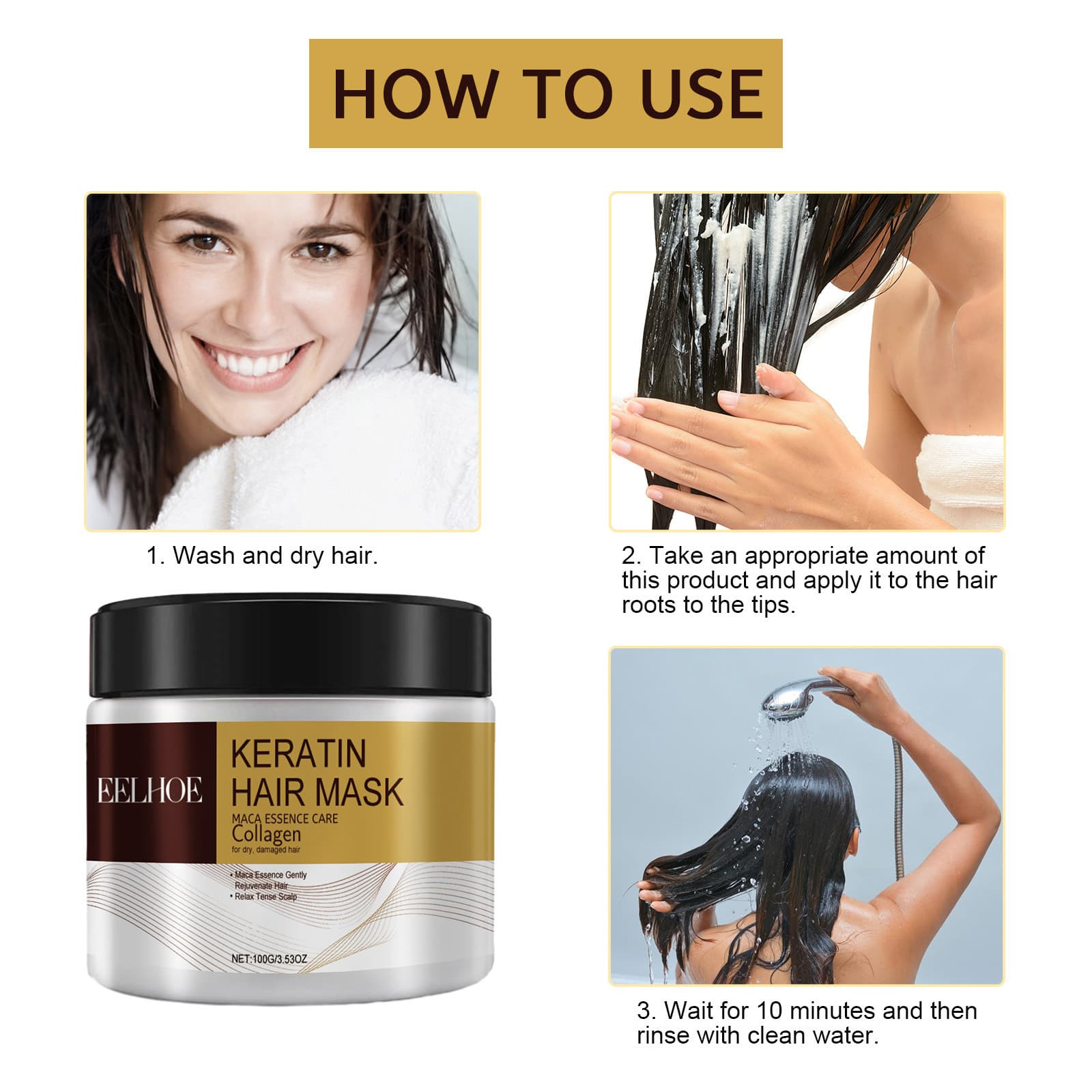 Moisturizing Repair Hair Mask Deeply moisturizes repairs damaged hair, preventing dryness, branching, knotting,