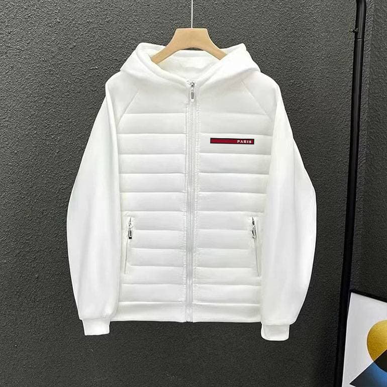 Doudoune légère à capuche pour homme – Manteau streetwear à imprimé logo minimaliste, vêtement d'extérieur urbain toutes saisons