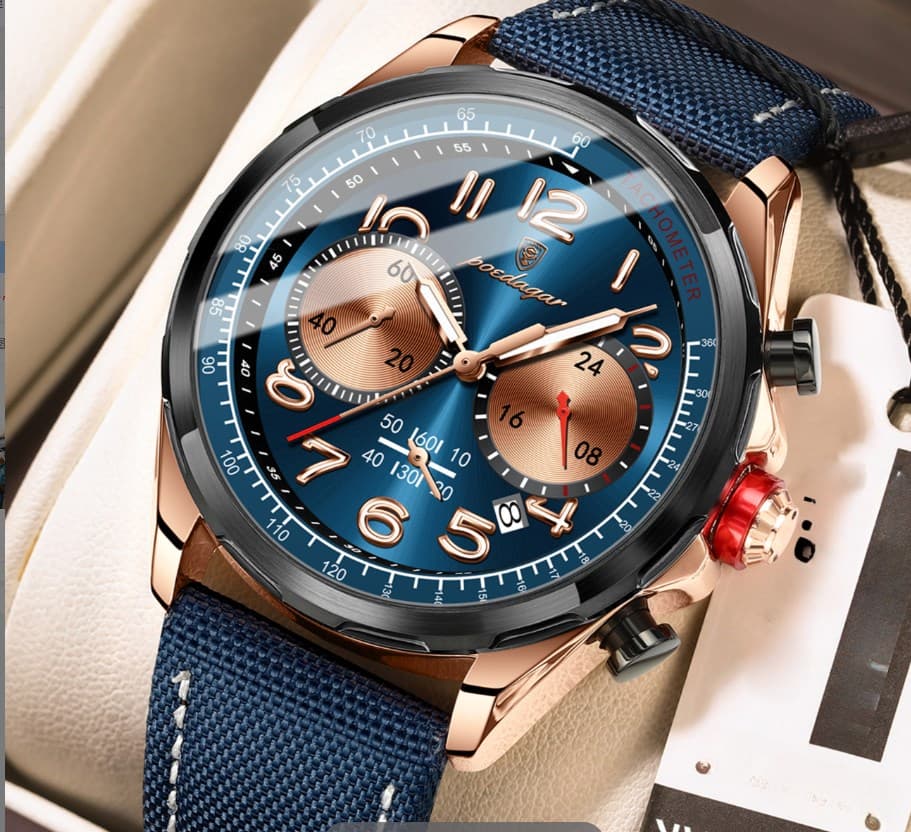 Men Quartz Nylon Leather Strap Man Wristwatch Waterproof Luminous Chronograph Date Men's Watches