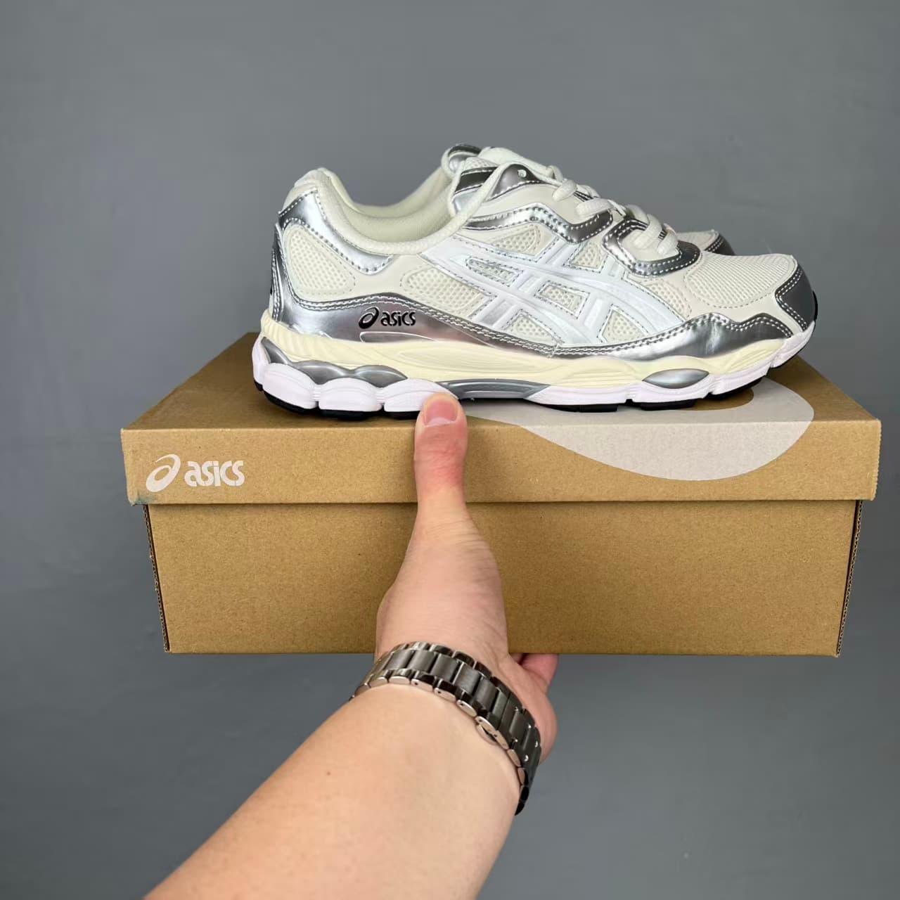 GEL_NYC Pure Original Nouveau Style Chaussures de course basses bleues en maille patchwork résistante à l'usure, respirantes et amortissantes.