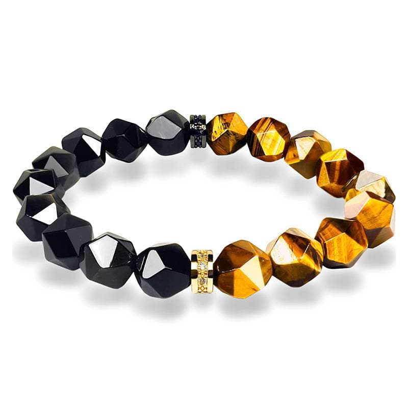 Hip-hop Retro Rhombus Tigereye Obsidian Beaded Men's Bracelets