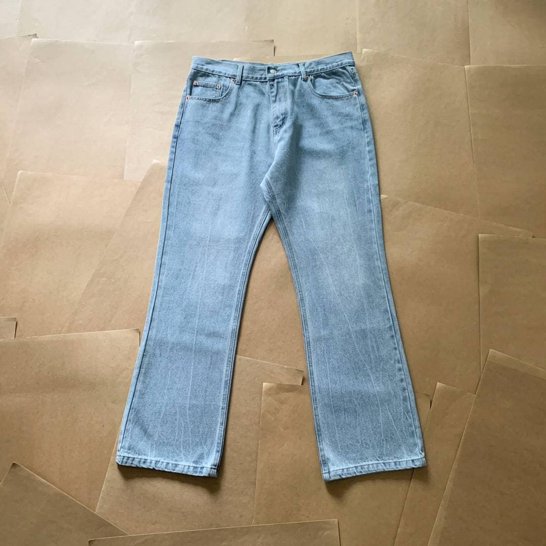 Men's Clothing Light Luxury Fashion Brand Blue Vertical Striped Jeans Personality Contrast Color Casual Men's Pants Autumn Small Straight Pants
